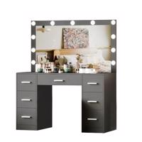 Nagy fésülködőasztal világítással 80 x 40 x 110cm fekete