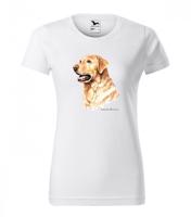 Női rövid ujjú póló golden retriever nyomtatással Fehér XXL