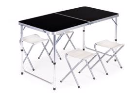 Összecsukható vendéglátóasztal 119,5x60 cm fekete 4 székkel