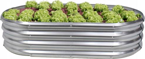 Ovális horganyzott kerti magaságyás 240 x 120 x 30 cm - ezüst