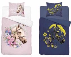 Pamut ágynemű világít a sötétben - ló mintával 2 rész: 1 db 140x200 + 1 db 70x80