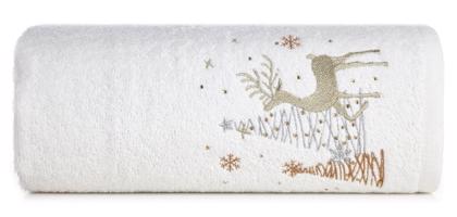 Pamut karácsonyi törölköző fehér rénszarvassal Szélessé 70 cm | Hossz: 140 cm
