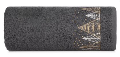 Pamut törölköző antracit színű, arany karácsonyi hímzéssel Szélessé 70 cm | Hossz: 140 cm