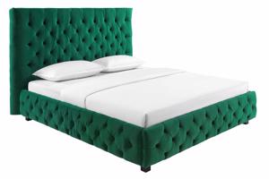 PARIS CHESTERFIELD sötétzöld bársony ágy 180x200cm