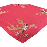 Piros négyzet alakú terítő rénszarvas applikációval Szélessé 85 cm | Hosszúsá 85 cm