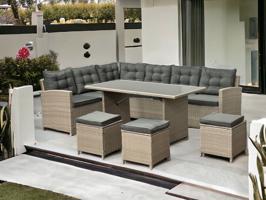 Rattan kerti sarok bútorszett - bézs