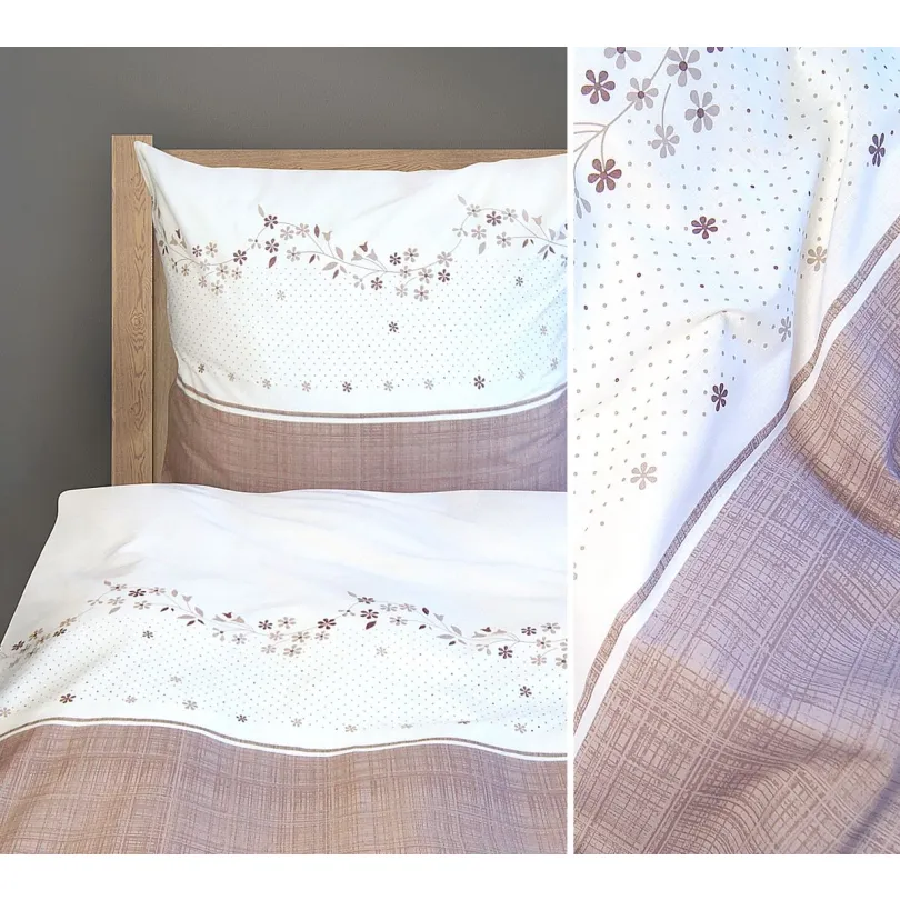 Renforce pamut ágynemű - barna, finom mintával 3 rész: 1db 160x200 + 2db 70x80