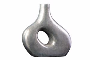 RING sötétszürke fém váza 40cm