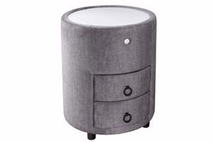 SIGNUM LED szürke bársony kerek éjjeliszekrény