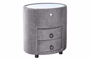 SIGNUM LED szürke bársony ovális éjjeliszekrény