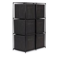 Sötétszürke polc 6 szövet fiókkal 101 x 35 x 69 cm