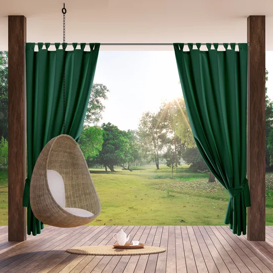 Sötétzöld vízálló kültéri függöny pergola számára Szélessé 155 cm | Hossza: 220 cm