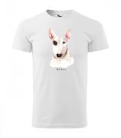Stílusos férfi póló bullterrier kutyával nyomtatva Fehér XL