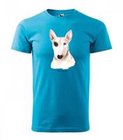 Stílusos férfi póló bullterrier kutyával nyomtatva Türkiz XL
