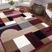 Szőnyeg ALFA geometrikus mintával - piros Szélessé 120 cm | Hossz: 170 cm