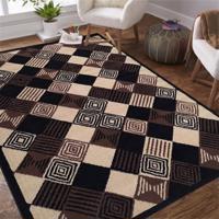 Szőnyeg ALFA négyzetes geometrikus mintával - barna Szélessé 40 cm | Hossz: 60 cm