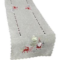 Szürke karácsonyi kendő manó és rénszarvas hímzéssel Szélessé 60 cm | Hosszúsá 120 cm