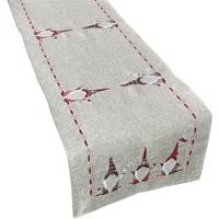 Szürke karácsonyi stóla vörös manók hímzésével Szélessé 40 cm | Hosszúsá 160 cm