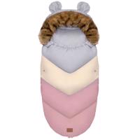 Teddy baba bővíthető bundazsák rózsaszín-szürke