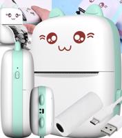 Vezeték nélküli mini nyomtató, Bluetooth hőnyomtató - zöld