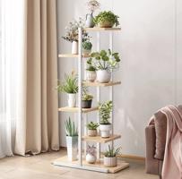 Virágállvány fehér színben, könnyű polcokkal