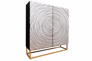 ZEN CIRCLE fekete-fehér mangófa tálalószekrény 120cm
